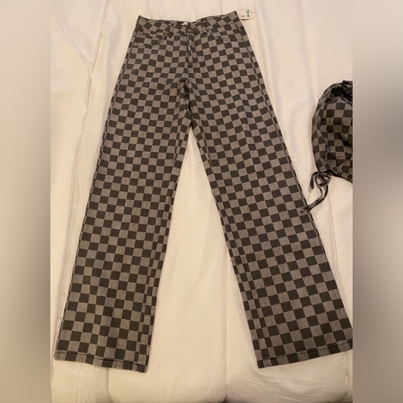 Grey denim checkerboard jeans and top set. By Sofie The Label. - Picture 3 of 5